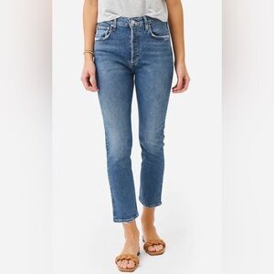 AGOLDE Riley High-Rise Straight Cropped Jeans in Silence Size 24